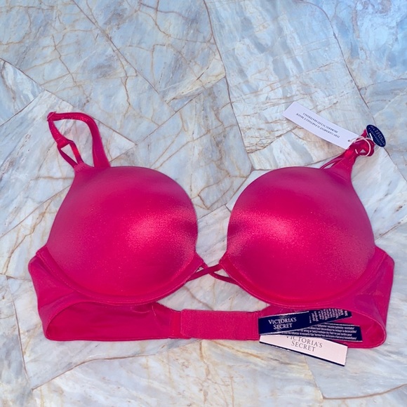 VS BOMBSHELL Add-2-Cups Push-Up Bra 32B Wild Strawberry red